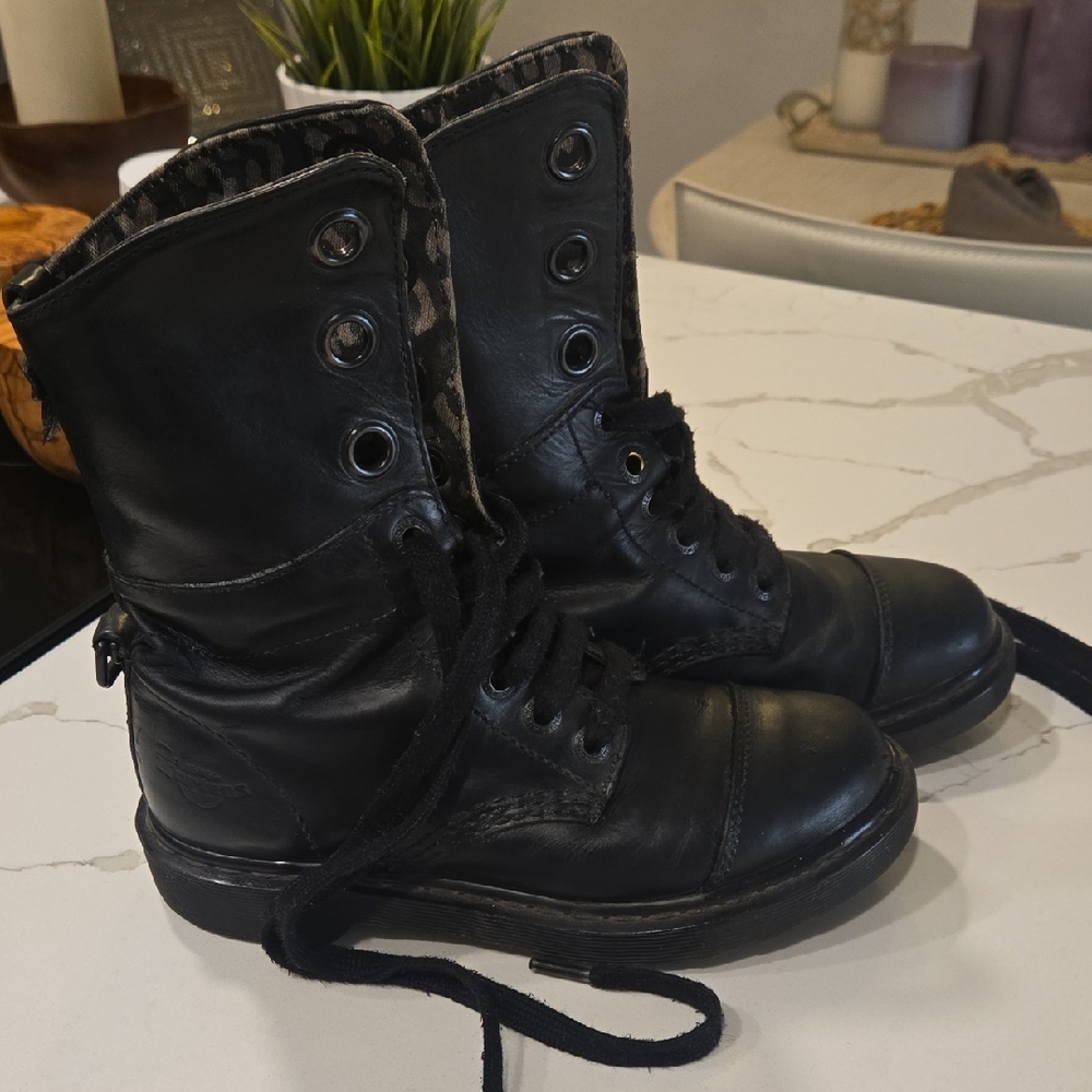 Dr. Martens Black and Gray Patterned Boots - Picture 2 of 7
